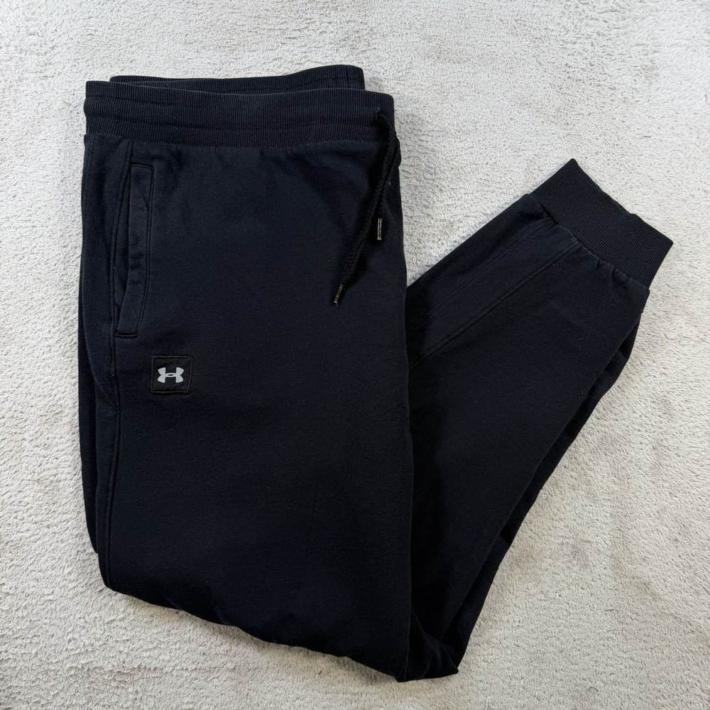 Under Armour Sweatpants Mens 2XL Black Fleece Drawstring Gym Joggers